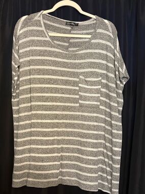 Gray and White Striped Sweater